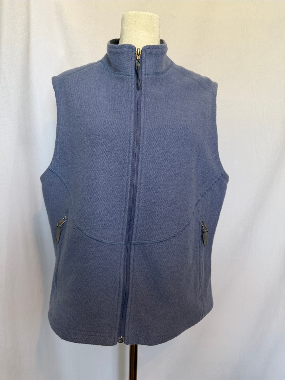 IBEX Women's 100% Merino Wool Full Zip Vest Size XL Light Blue Outdoor Gorpcore